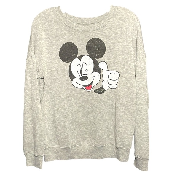Disney Sweaters - DISNEY Mickey Mouse gray scoop neck sweater in women’s size small